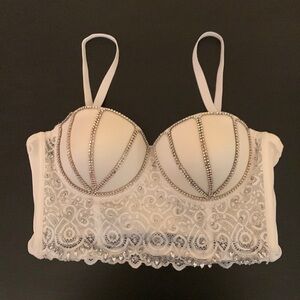 Lace rhinestone adjustable bustier/ corset